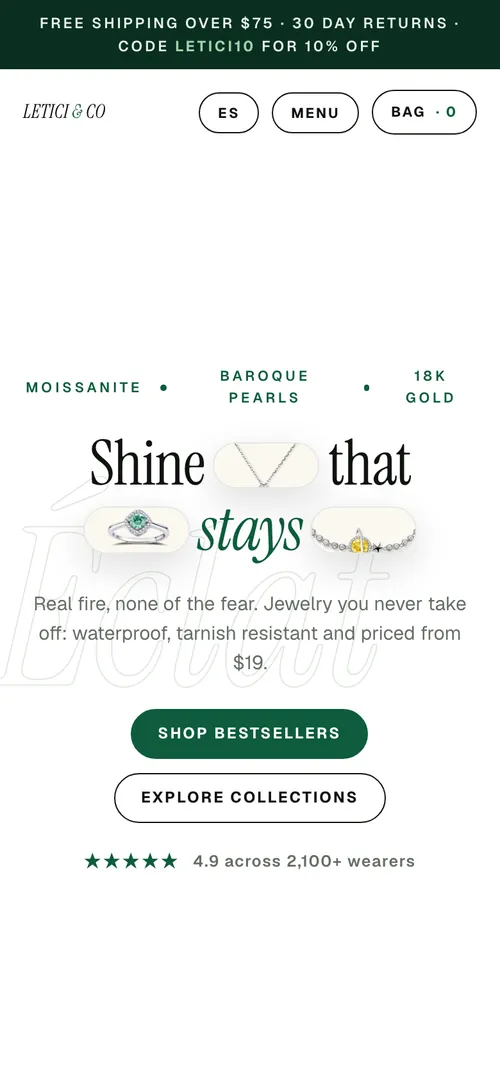 Letici & Co website on a phone